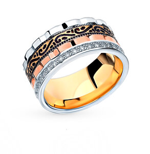 Золотое обручальное кольцо с бриллиантами Линии любви 