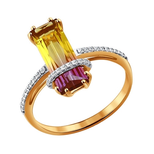 SOKOLOV Золотое кольцо с ситаллом Кристалл 
